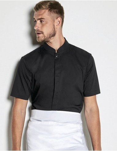 BAR-KK122-Mens Tailored Fit Mandarin Collar Shirt Short Sleeve
